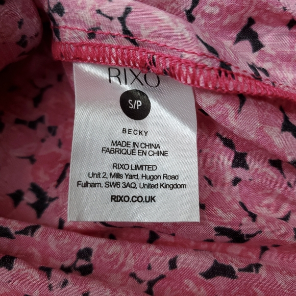 RIXO Monet Pink/Black Floral Silk Cotton Maxi Dress Long Sleeves Summer Size S‎ - Picture 11 of 13